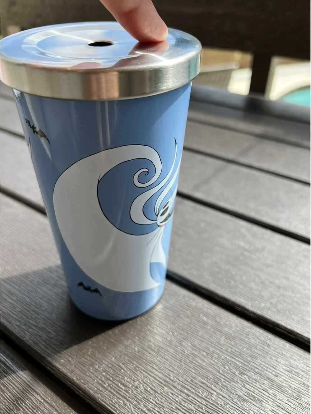 Tim Burton Nightmare Before Christmas Disney Travel Mug Cup Blue Zero 12oz